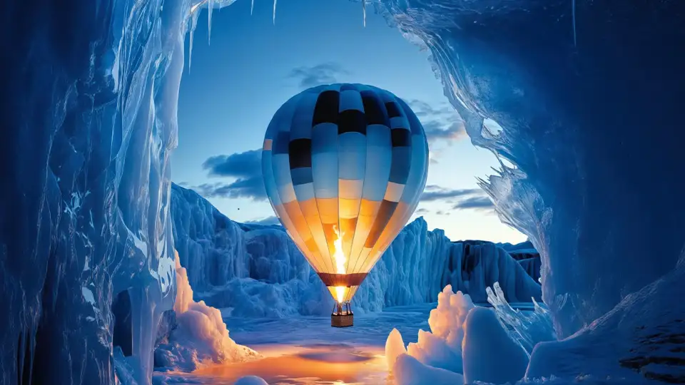 Air balloon in ice cave