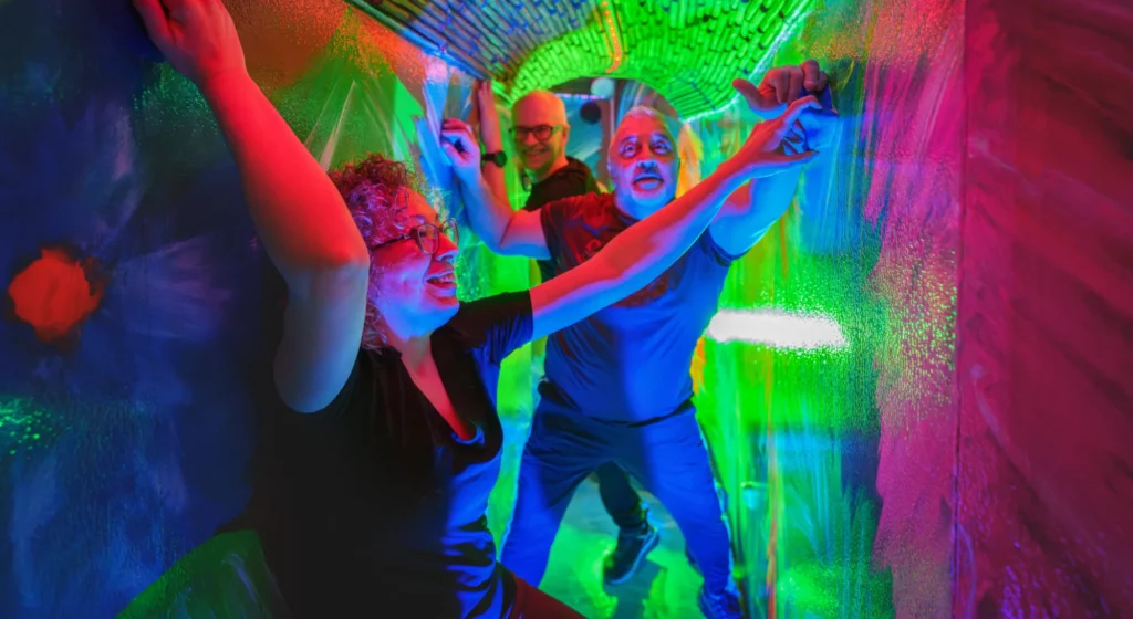 Family in colorful room
